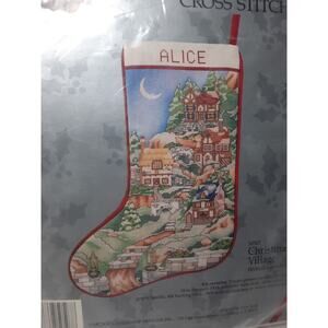 Candamar Something Special Counted Cross Stitch Stocking Kit Christmas Village